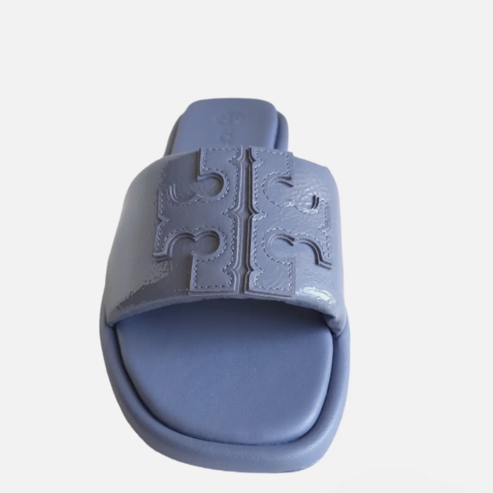 Tory Burch Double T Sport Slides Spring Lotus Women's Size 7.5